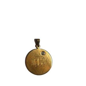 Engraved Gold Monogram‎ Pendant With Diamond Accent For Necklace